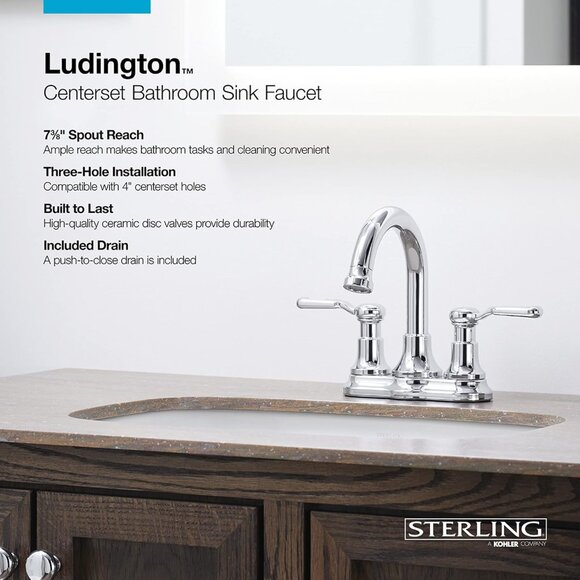 Kohler Sterling Ludington 4 inch Centerset Bathroom Sink Faucet Brushed Nickel - Picture 3 of 5